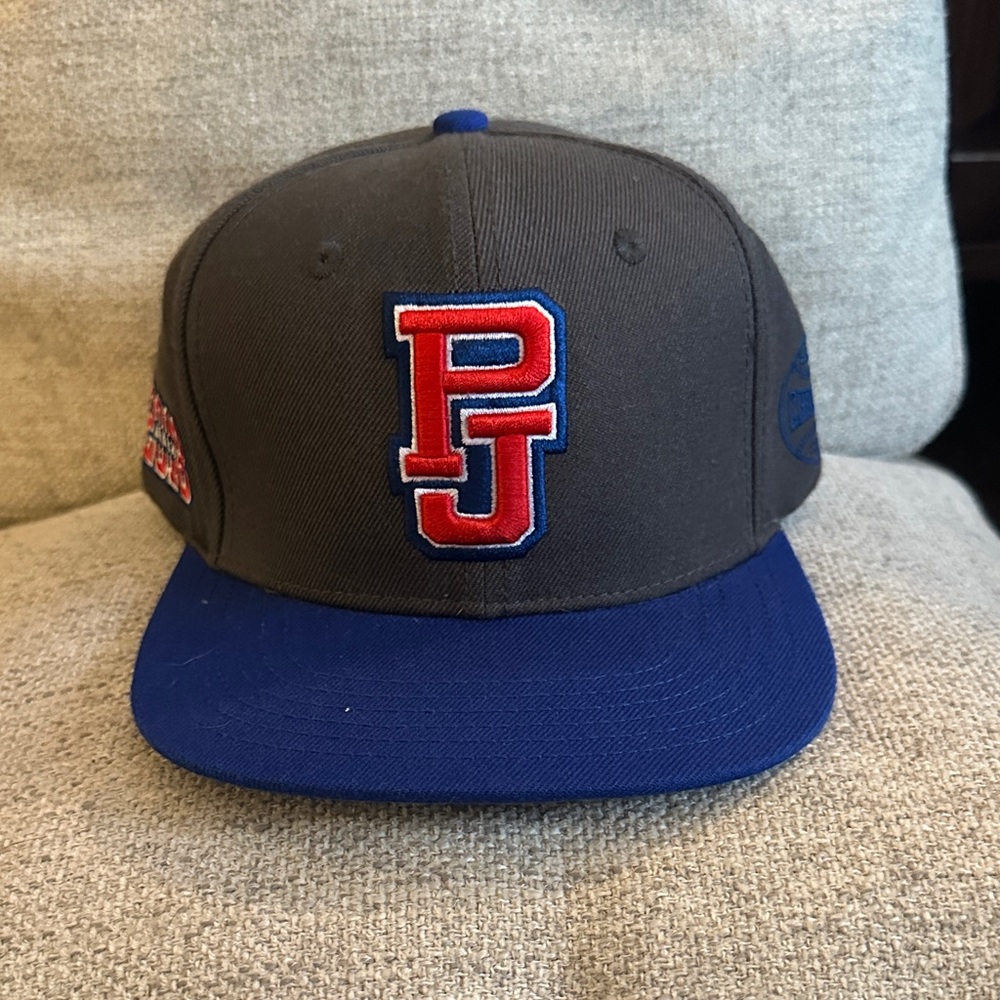 PJ Logo Gray and Blue Cap